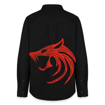Roter Dämonischer Wolf - Frauen Oxford Hemd - Schwarz - Hinten - AI Model Female 172 light (172cm)
