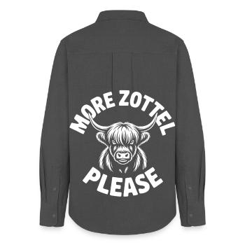 Highland Cow / Highland Beef – I Love Highlands - Women's Oxford Shirt - anthracite - Back - AI Model Female 172 light (172cm)