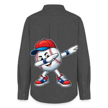 Dabbing Baseball - Women's Oxford Shirt - anthracite - Back - AI Model Female 172 light (172cm)