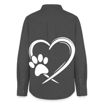 Paw Heart - Women's Oxford Shirt - anthracite - Back - AI Model Female 172 light (172cm)