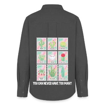 Funny Plant Succulent Cactus Collector - Women's Oxford Shirt - anthracite - Back - AI Model Female 172 light (172cm)