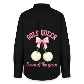 Golf Queen Lustige Golferin Frauen beim Golfen - Frauen Oxford Hemd - Schwarz - Hinten - AI Model Female 172 light (172cm)