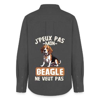 Chien de race beagle - Chemise Oxford Femme - charbon - Dos - AI Model Female 172 light (172cm)