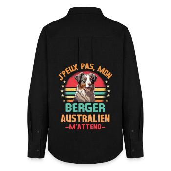 Humour chien de race berger australien - Chemise Oxford Femme - noir - Dos - AI Model Female 172 light (172cm)