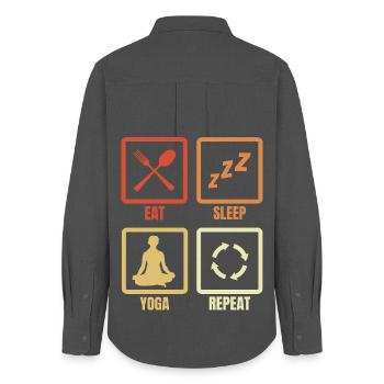 Eat Sleep Yoga Repeat - Women's Oxford Shirt - anthracite - Back - AI Model Female 172 light (172cm)