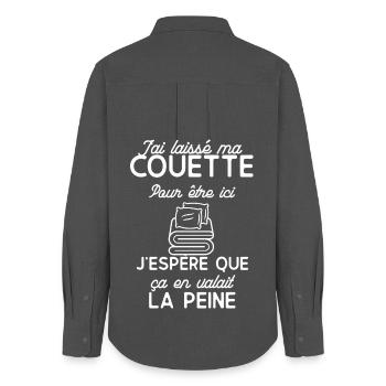 Couette Attaque le Matin - Chemise Oxford Femme - charbon - Dos - AI Model Female 172 light (172cm)