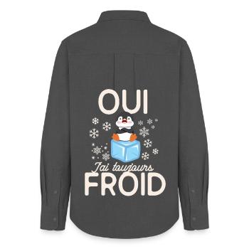 Gefrorener Pinguin immer kalt - Frauen Oxford Hemd - Anthrazit - Hinten - AI Model Female 172 light (172cm)