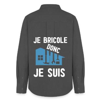 Je Bricole Donc Je Suis - Chemise Oxford Femme - charbon - Dos - AI Model Female 172 light (172cm)