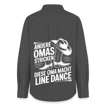 Line Dance Omas Stricken - Frauen Oxford Hemd - Anthrazit - Hinten - AI Model Female 172 light (172cm)