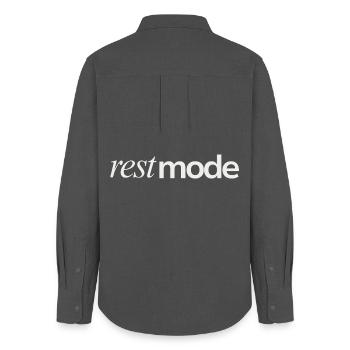 Mode repos - Chemise Oxford Femme - charbon - Dos - AI Model Female 172 light (172cm)