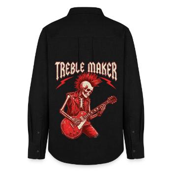 Treble Maker Guitariste Musicien Pun Rock - Chemise Oxford Femme - noir - Dos - AI Model Female 172 light (172cm)