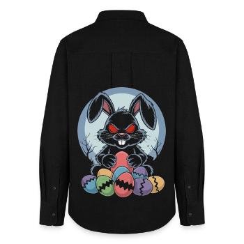 Happy Easter Sweet Easter Bunny Egg Hunt Easter Eggs - Women's Oxford Shirt - black - Back - AI Model Female 172 light (172cm)