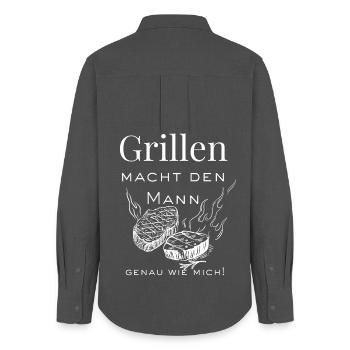Les grillades font l’homme - Chemise Oxford Femme - charbon - Dos - AI Model Female 172 light (172cm)
