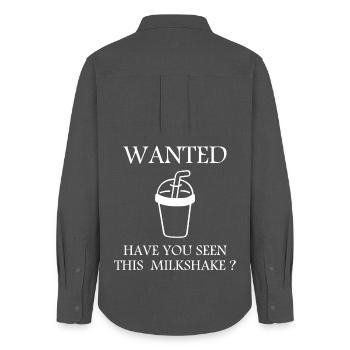 Chemise Milkshake recherchée – Motif de boisson drôle - Chemise Oxford Femme - charbon - Dos - AI Model Female 172 light (172cm)