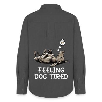 Se sentir fatigué par le chien Propriétaire de Weimaraner Weimaraner - Chemise Oxford Femme - charbon - Dos - AI Model Female 172 light (172cm)