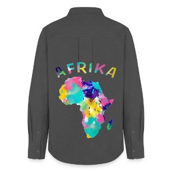 Afrika bunt - Frauen Oxford Hemd - Anthrazit - Hinten - AI Model Female 172 light (172cm)
