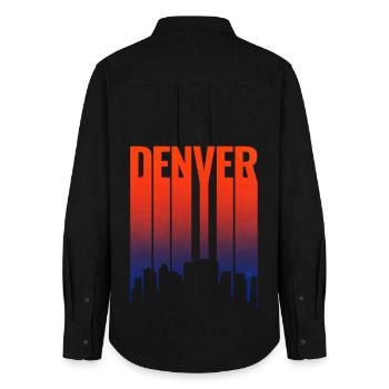 Gradient du coucher de soleil de la Skyline de Denver - Chemise Oxford Femme - noir - Dos - AI Model Female 172 light (172cm)