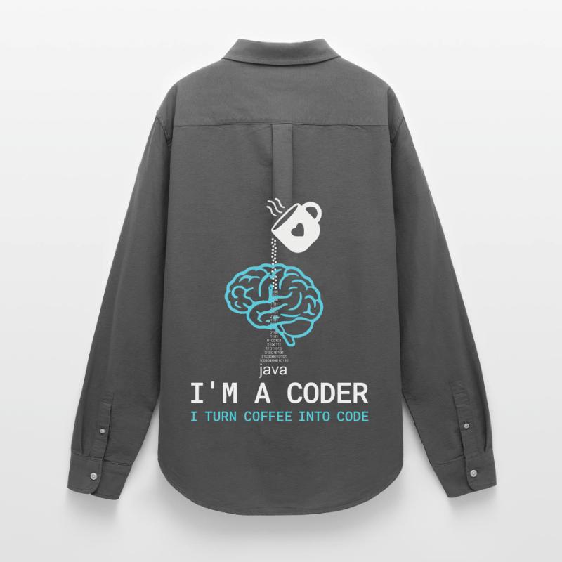 T-shirt Coder : Du café dans le code – Nerdy Programmie Chemise Oxford Femme