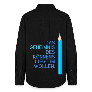 schule motivation einschulung prüfung abi spruch l - Frauen Oxford Hemd - Schwarz - Hinten - AI Model Female 172 light (172cm)