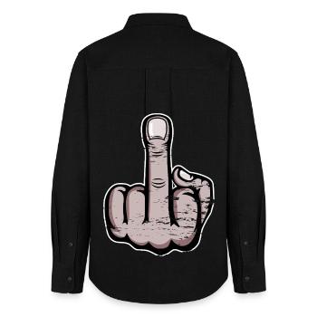 Mittelfinger Cartoon - Frauen Oxford Hemd - Schwarz - Hinten - AI Model Female 172 light (172cm)