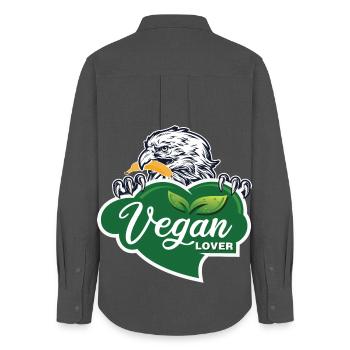 Vegan Lover Eagle Graphique - Chemise Oxford Femme - charbon - Dos - AI Model Female 172 light (172cm)