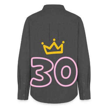 30th birthday Krone 30 years - Women's Oxford Shirt - anthracite - Back - AI Model Female 172 light (172cm)