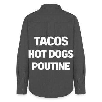 Tacos Hot Dog Poutine - Chemise Oxford Femme - charbon - Dos - AI Model Female 172 light (172cm)