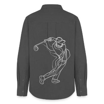 Golfer Skizze - Frauen Oxford Hemd - Anthrazit - Hinten - AI Model Female 172 light (172cm)