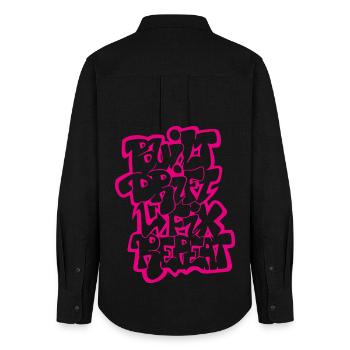 Built Drift Fix Repeat 03 - Frauen Oxford Hemd - Schwarz - Hinten - AI Model Female 172 light (172cm)