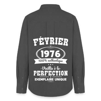 50th Anniversary - February 1976 Perfection - Women's Oxford Shirt - anthracite - Back - AI Model Female 172 light (172cm)