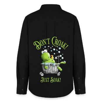 Don't Croak. Just Soak. Wellness Frog Bathtub - Women's Oxford Shirt - black - Back - AI Model Female 172 light (172cm)