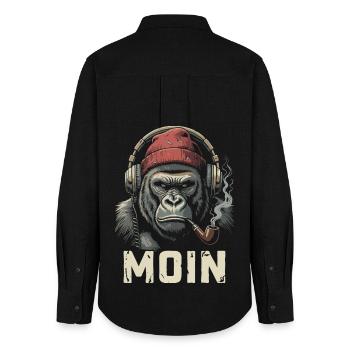 Moin Gorilla Headphones Whistle Streetwear Nordic - Women's Oxford Shirt - black - Back - AI Model Female 172 light (172cm)