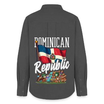 Dominican Republic Flag Dom Rep Pride - Women's Oxford Shirt - anthracite - Back - AI Model Female 172 light (172cm)
