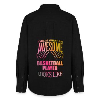 basket-ball - Chemise Oxford Femme - noir - Dos - AI Model Female 172 light (172cm)