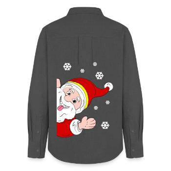 Merry Santa Claus Snow Salutation - Women's Oxford Shirt - anthracite - Back - AI Model Female 172 light (172cm)