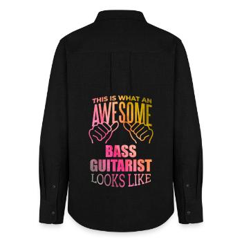guitare basse - Chemise Oxford Femme - noir - Dos - AI Model Female 172 light (172cm)