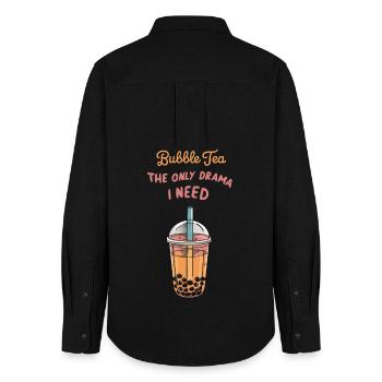 Bubble Tea Drama - Women's Oxford Shirt - black - Back - AI Model Female 172 light (172cm)