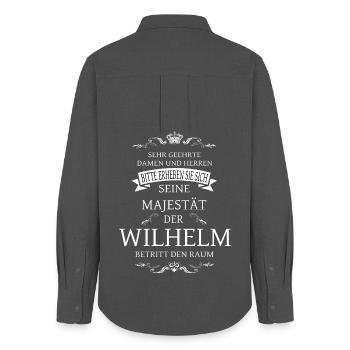 Sa Majesté Wilhelm entre dans la pièce - Chemise Oxford Femme - charbon - Dos - AI Model Female 172 light (172cm)