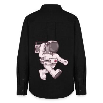 Astronauten-Ghettoblaster - Frauen Oxford Hemd - Schwarz - Hinten - AI Model Female 172 light (172cm)