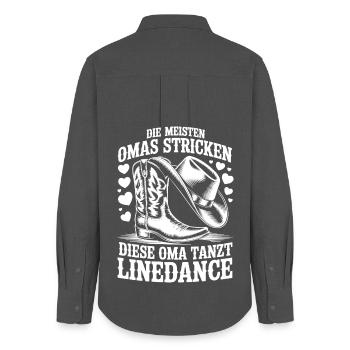 Oma tanzt Linedance - Frauen Oxford Hemd - Anthrazit - Hinten - AI Model Female 172 light (172cm)