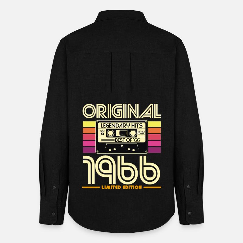 Originalkassette Retro von 1966 - Frauen Oxford Hemd - Schwarz