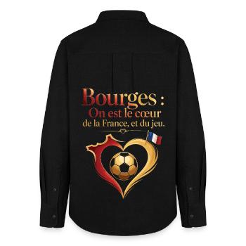 Bourges Cœur Foot - Frauen Oxford Hemd - Schwarz - Hinten - AI Model Female 172 light (172cm)