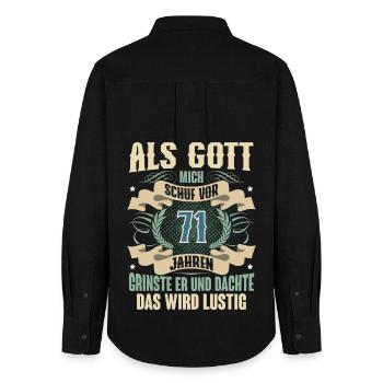 71. Geburtstag Als Gott Mich Schuf Vor - Frauen Oxford Hemd - Schwarz - Hinten - AI Model Female 172 light (172cm)