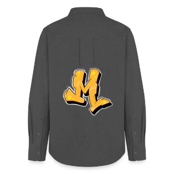 Gelbe Graffiti Initialen Logo. - Frauen Oxford Hemd - Anthrazit - Hinten - AI Model Female 172 light (172cm)