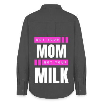 Not Your Mum Not Your Milk - Frauen Oxford Hemd - Anthrazit - Hinten - AI Model Female 172 light (172cm)