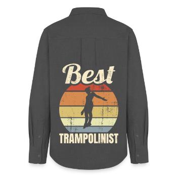 Vintage Trampoline Jumping - Women's Oxford Shirt - anthracite - Back - AI Model Female 172 light (172cm)
