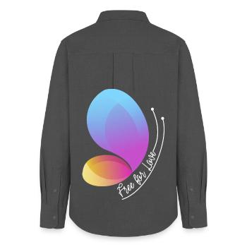 Frei durch Liebe Gradient Schmetterling - Frauen Oxford Hemd - Anthrazit - Hinten - AI Model Female 172 light (172cm)