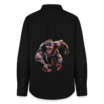 Gorilla im Low Poly Stil - Frauen Oxford Hemd - Schwarz - Hinten - AI Model Female 172 light (172cm)