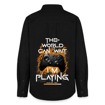 Gamer gaming enthusiast video games console funny - Women's Oxford Shirt - black - Back - AI Model Female 172 light (172cm)