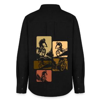 VTT Rétro Descente Vélo Vintage - Chemise Oxford Femme - noir - Dos - AI Model Female 172 light (172cm)